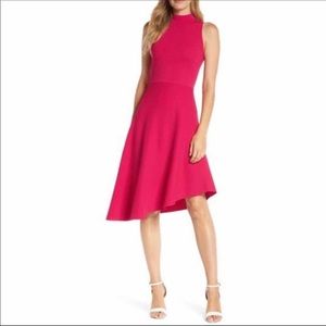 Eliza J asymmetrical fit and flare sweater pink dress size M